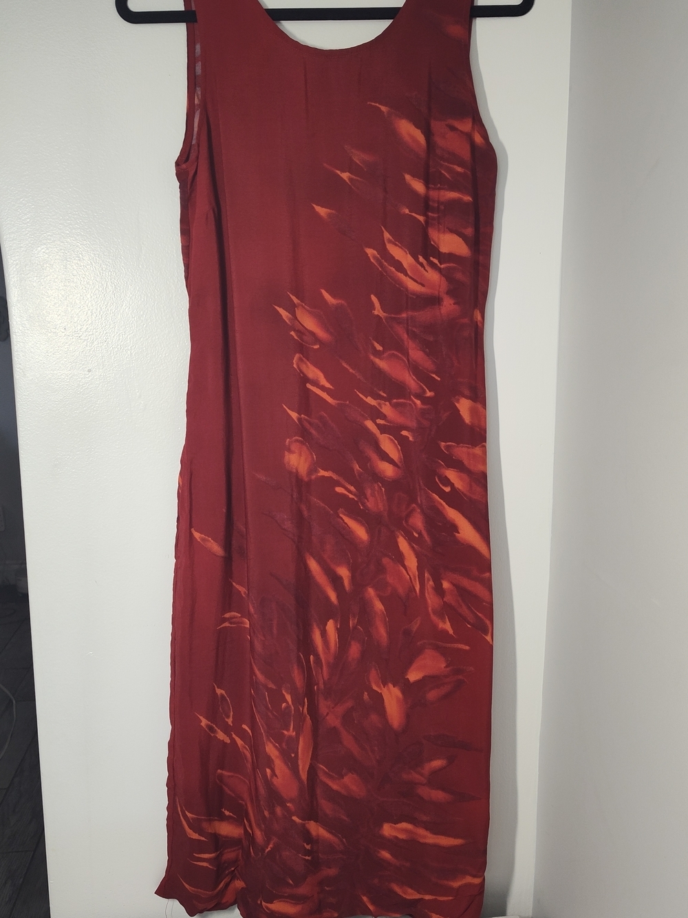 1990's Sleeveless Red-Orange Maxi Dress #280